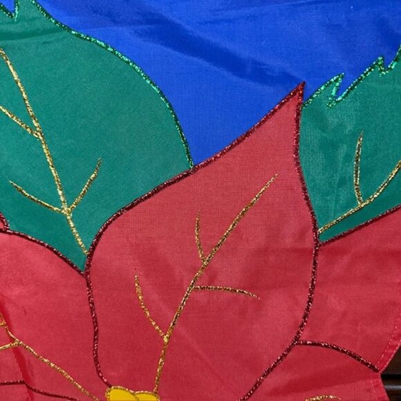 Set of 2 Jetmax Interntl Poinsettia & Reindeer Christmas Nylon Christmas Flags - Picture 4 of 13